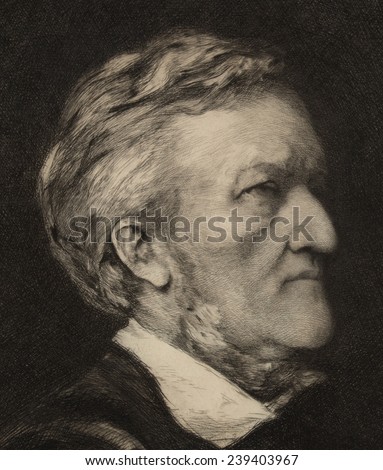 Richard Wagner (1913-1883) German composer. Detail of portrait etching by German born artist Hubert von Herkomer (1849-1914)