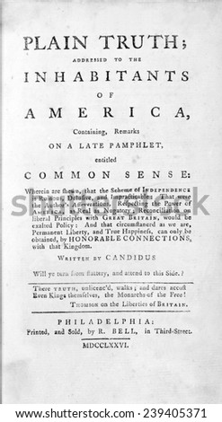 Thomas Paine\'s (1737-1809) radical pamphlet, \