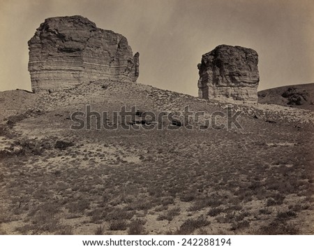 Tea Kettle Butte, near Green River City, Wyoming, The Naval Petroleum Reserve was corruptly leased to Sinclair Consolidated Oil Company by the Harding administration. 1872 photo by Timothy O\'Sullivan.