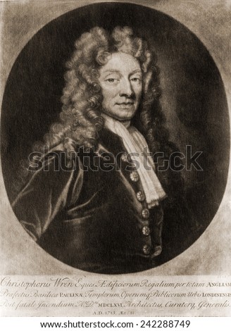 Christopher Wren (1632-1723), British architect of St Paul\'s Cathedral. The Great Fire of London in 1665, allowed Wren to design 53 London churches and many other structures throughout England.