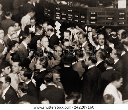 Stock traders on the floor of the New York Stock Exchange in 1936.