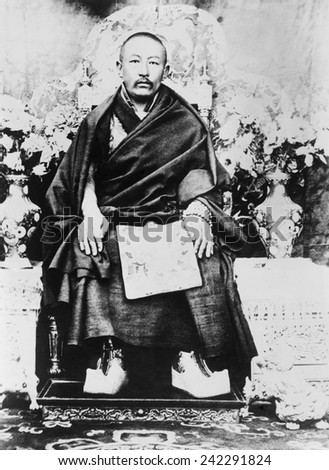 Panchen Lama (Chos-kyi Nyi-ma) (1883-1937) in ca. 1930. Among Tibetan Buddhists, he is second only to the Dalai Lama in spiritual authority.