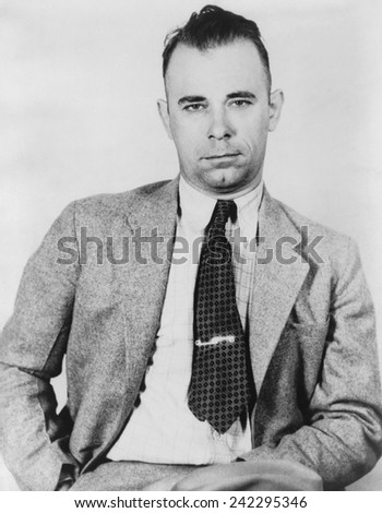 John Dillinger (1903-1934), famous bank robber, in police custody in September 1933, would soon be freed by five former convict pals from the Indiana State Prison.