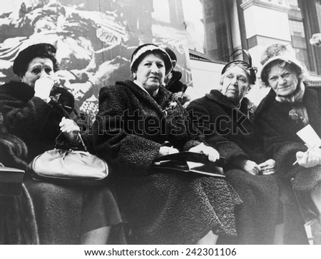 Survivors of the Triangle Shirtwaist Company fire at a commemoration ceremony organized by New York City and the International Ladies\' Garment Workers\' Union on the 50th anniversary of the fire, 1961