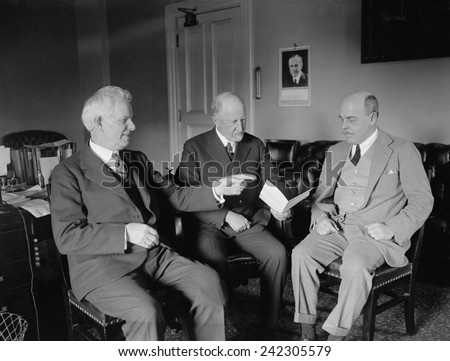 Martin Madden, Frederick Gillett, and Nicholas Longworth meeting on May 22, 1924. Madden was chairman of the Appropriations Committee, Gillett was House Speaker, and Longworth was Majority Leader.
