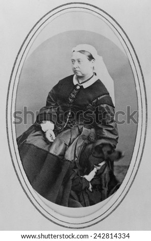 Victoria, Queen of England (1819-1901), in widows mourning clothes three years after the death of he husband, Prince Albert. April 3, 1866.