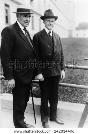Republican running mates in 1920, Warren G. Harding, with his running mate for Vice President, Calvin Coolidge, in June 1920.