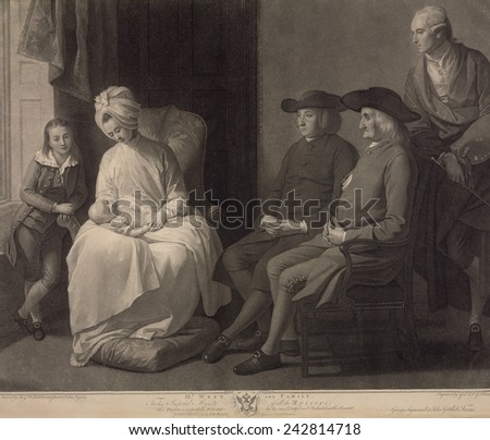 Benjamin West (1738-1829), and his family in London, 1779. The American-born artist (far right holding palette) built his mature career in England.