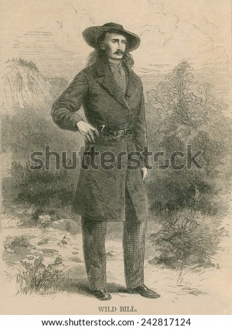 Wild Bill Hickok (1837-1876), portrait engraving of the Wild West celebrity published in Harper\'s Monthly magazine in February 1867.