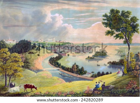Richmond, Virginia, from the hill above the waterworks. 1834