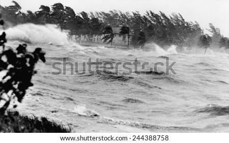 Florida coastline pounded by Hurricane # 9 of the 1945 hurricane season, the second category four storm of the season. From September 12-18 it traveled from the Bahamas into Florida and East Coast.