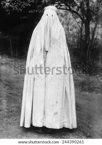 Mohammedan woman with head to toe burka in India 1922.