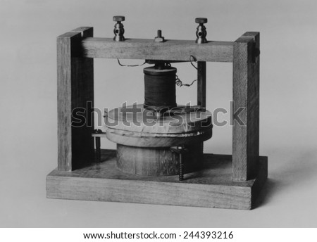 Voice sounds were transmitted for the first time on June 3, 1875 over this instrument invented by Alexander Graham Bell and Thomas Watson. The diaphragm was made of tightly stretched animal membrane.