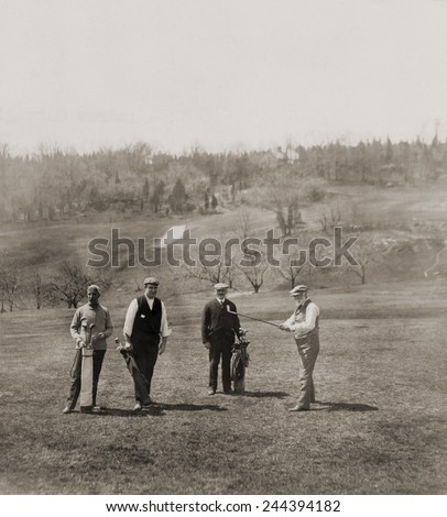Andrew Carnegie and party on the St. Andrew golf links Westchester County New York. 1911.