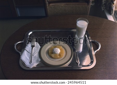 The last meal Nixon ate at the White House prior to him leaving the White House after his resignation. Aug. 9 1974.