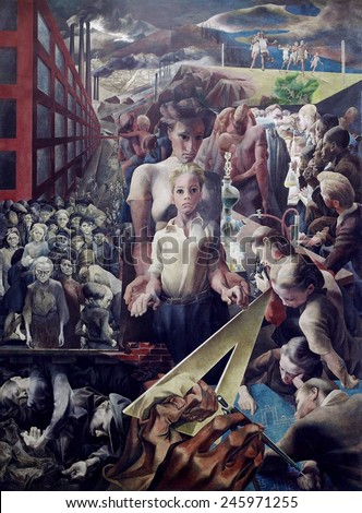 WPA Mural. \'Contemporary Justice and Child\' by Symeon Shimin 1940. Located at the Great Hall Department of Justice Washington D.C.