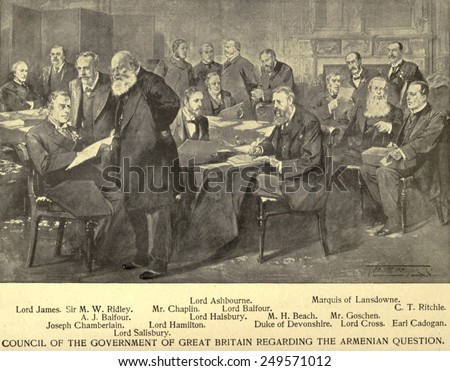 Council of the Government of Great Britain regarding the Armenian Question. Britain, Germany and Russia had conflicting interests that compromised treaty covenants.