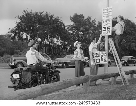 Washington, D.C. speed limits were lowered from 40 to 35 MPH to conserve gas during World War 2. Sept. 1942.