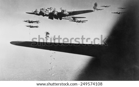 American B-17s drop bombs over Meudon, France, Sept. 23, 1943. France was the second most bombed country in Europe during the Second World War.