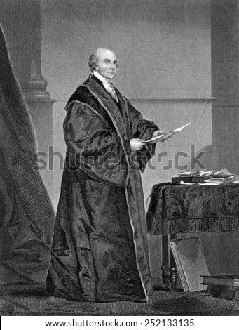 John Jay (1745-1829), first U.S. Supreme Court Chief Justice (1789-1795), engraving 1858