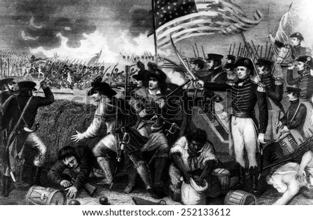 The Battle of New Orleans with Andrew Jackson at the barricade. ca. 1810s.