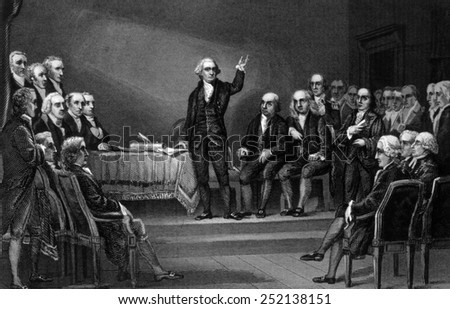 George Washington presiding at the Convention of 1787 to revise the Articles of Confederation, 1787