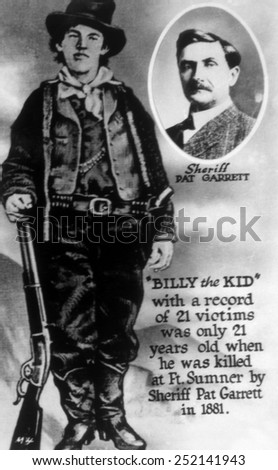 William H. Bonney (aka Billy the Kid) with insert of Sheriff Pat Garrett who killed him