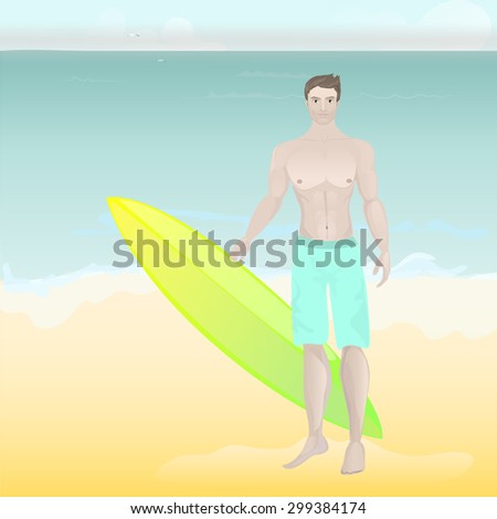 Summer. Surfer. Guy. recreation