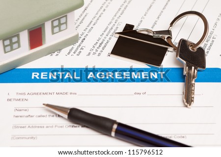 Close up of lease agreement empty document with pen