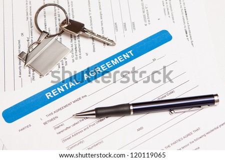 Close up of lease agreement empty document with pen