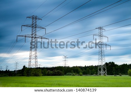 high voltage post. High-voltage tower sky background.