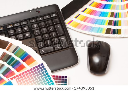 color swatches and keyboard