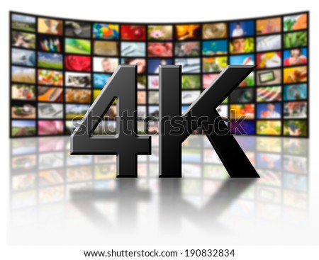 Television 4k resolution technology concept isolated on white.