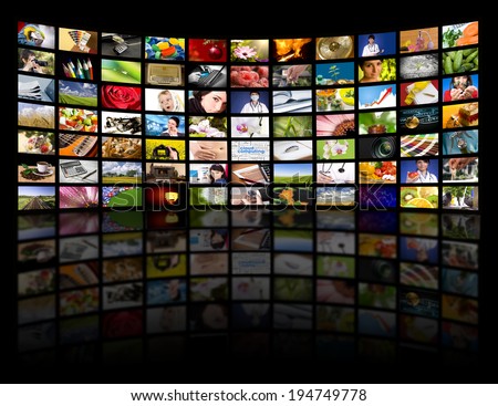 LCD TV panels. Television production technology concept.