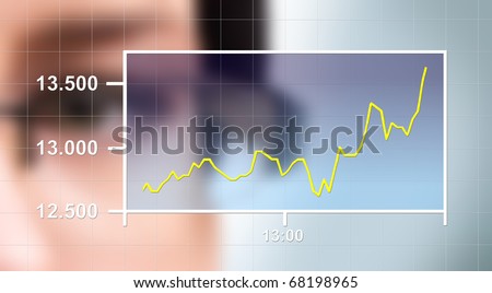 Business woman watching the upward trend of a graphic chart.