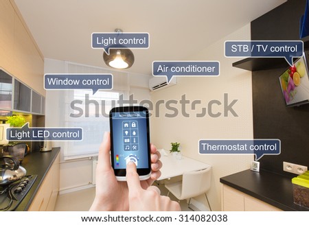 Remote home control system on a digital tablet or phone.