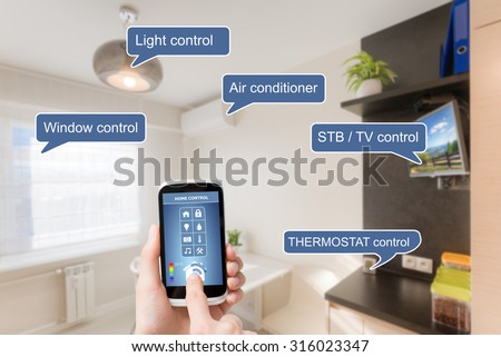 Remote home control system on a digital tablet or phone.