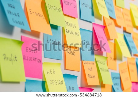 brainstorming brainstorm strategy workshop business note notes stickyconcept - stock image