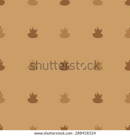 Seamless pattern of cartoon animals cat sand on a brown background