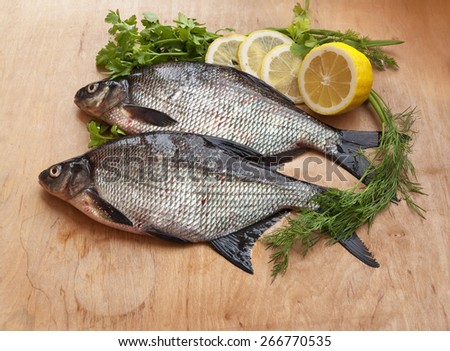 fresh river fish bream on the table