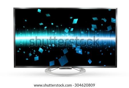 Television monitor soundwave screen isolated on white background.
