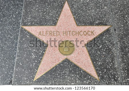 HOLLYWOOD - DECEMBER 7: Alfred Hitchcock's star on Hollywood Walk of Fame on December 7, 2012 in Hollywood, California. This star is located on Hollywood Blvd. and is one of 2400 celebrity stars.
