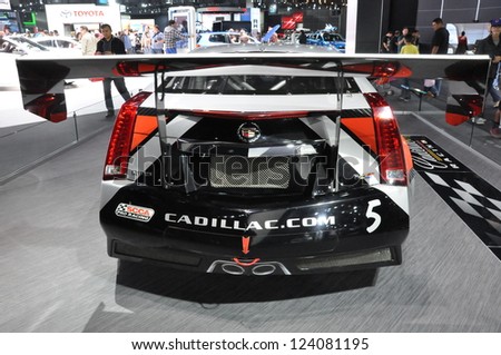 LOS ANGELES - DECEMBER 8: The Cadillac CTS-V Race Car at the 2012 Los Angeles Auto Show as seen on December 8, 2012 in Los Angeles, California.