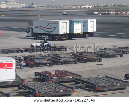DUBAI, UAE - DEC 17: Dubai International Airport, one of the busiest airports, as seen on December 17, 2011. It is a major airline hub in the Middle East, and is the main airport of Dubai.