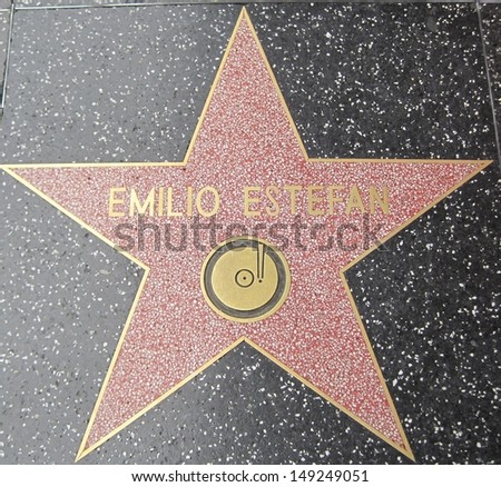 HOLLYWOOD - JULY 11: Emilio Estefan\'s star on Hollywood Walk of Fame, as seen on July 11, 2013 in Hollywood in California. This star is located on Hollywood Blvd. and is one of 2400 celebrity stars.