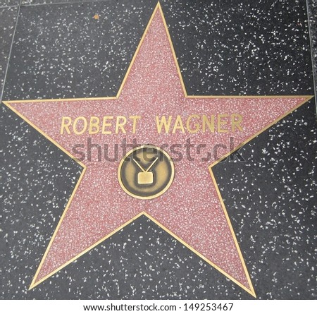HOLLYWOOD - JULY 11: Robert Wagner\'s star on Hollywood Walk of Fame, as seen on July 11, 2013 in Hollywood in California. This star is located on Hollywood Blvd. and is one of 2400 celebrity stars.