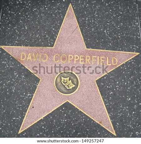 HOLLYWOOD - JULY 11: David Copperfield's star on Hollywood Walk of Fame, as seen on July 11, 2013 in Hollywood, California. This star is located on Hollywood Blvd. and is one of 2400 celebrity stars.