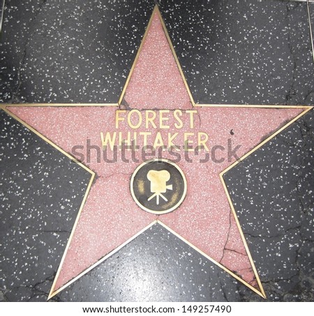 HOLLYWOOD - JULY 11: Forest Whitaker\'s star on Hollywood Walk of Fame, as seen on July 11, 2013 in Hollywood in California. This star is located on Hollywood Blvd. and is one of 2400 celebrity stars.