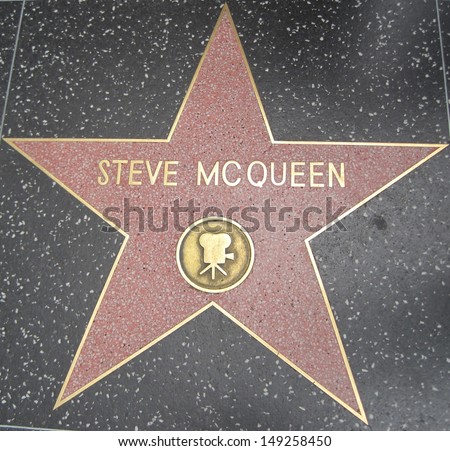 HOLLYWOOD - JULY 11: Steve McQueen\'s star on Hollywood Walk of Fame, as seen on July 11, 2013 in Hollywood in California. This star is located on Hollywood Blvd. and is one of 2400 celebrity stars.