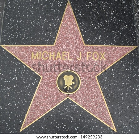 HOLLYWOOD - JULY 11: Michael Fox\'s star on Hollywood Walk of Fame, as seen on July 11, 2013 in Hollywood in California. This star is located on Hollywood Blvd. and is one of 2400 celebrity stars.